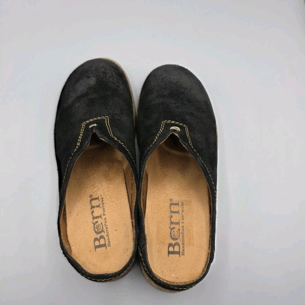 Born Mules Womens 6 Black Suede Rough Distressed Comfort Clogs Slip On‎ Shoes - Picture 10 of 14